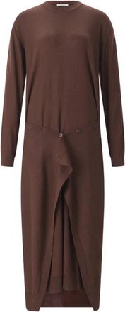 Christophe Lemaire Rechte gebreide jurk - Dames - Kleedjes - Bruin - XS - Wol - Kleedjes