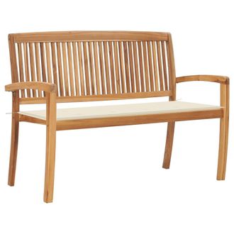 vidaXL Vidaxl - Banco De Jard&iacute;n Apilable Y Coj&iacute;n Madera Maciza De Teca 128,5 Cm