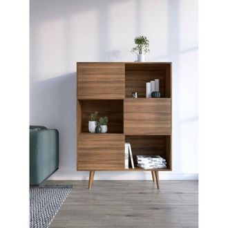 HERDASA Aparador 3 Puertas Modelo-881 Acabado Nogal, 131cm(alto) 101cm(ancho) 30cm(fondo)