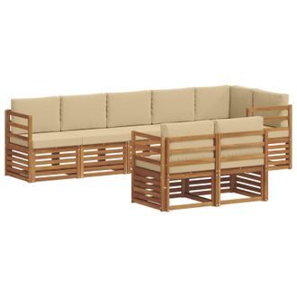 vidaXL Conjunto De Sof&aacute;s De Exterior 8 Uds. Natural Y Beige Poli&eacute;ster Vidaxl