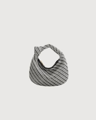 Melie Bianco Womens Mini Brigitte Raffia Hobo Bag In Obsidian