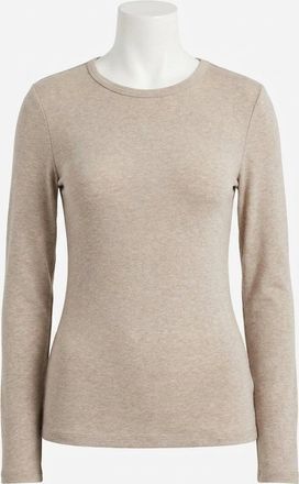 Z Supply Second Skin Crew Long Sleeve Top In Natural Heather