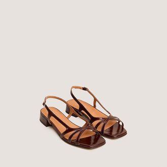 Jonak Argos leren sandalen met lage hakken