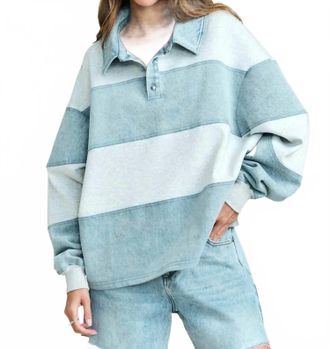 SER.O.YA Cher Denim Top In Light Grey Coastline