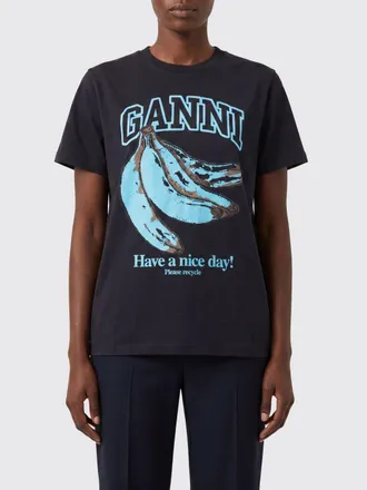 Ganni T-shirt slim fit in cotone con stampa logo Fruit