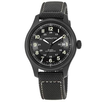 Hamilton Khaki Field Titanium Auto Black Dial Rubber Strap Mens Watch H70575733