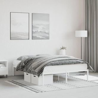 Berkfield Home Metal Bed Frame without Mattress White 140x200cm | Size: 140x200 cm