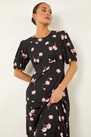 Roman Floral Stretch Midi Dress