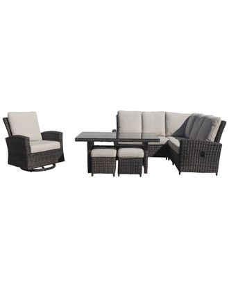 Courtyard Casual Cheshire 7 Pc Chow Dining Recline Sectional Set