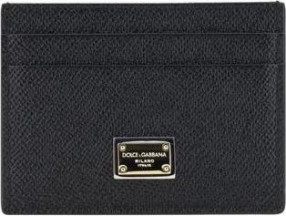 Dolce & Gabbana Kalfsleren Kaarthouder met Logoplaat - Dames - Portefeuilles - Zwart - ONE Size - Leer - Accessoires
