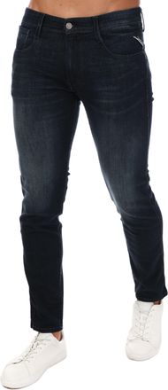 Replay Mens Anbass Power Stretch Slim Fit Jeans in Dark Blue Cotton - Size 36 Regular