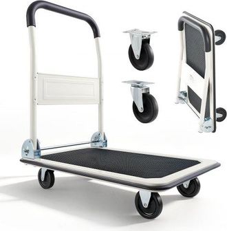 OEM Carro Plataforma Plegable 735 X 480 Mm, Carretilla De Transporte Carga De 149,69 Kg, Carrito Portaequipajes Con Plataforma Con Ruedas De Pp De 96 Mm, 