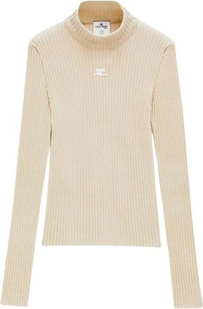 Courr&egrave;ges Maglione a collo alto a coste Reedition - - Knitwear - Donna - Beige - S