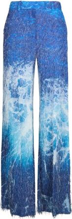 Roberto Cavalli Messina Print Wide-Leg Broeken - Dames - Wijde Broeken - Blauw - M - Broeken