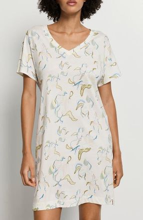 Hanro Sleep & Lounge Short Sleeve Nightgown in Flowing Paint at Nordstrom, Size X-Large