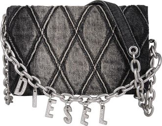 Diesel Wallet with rhombus denim shoulder strap