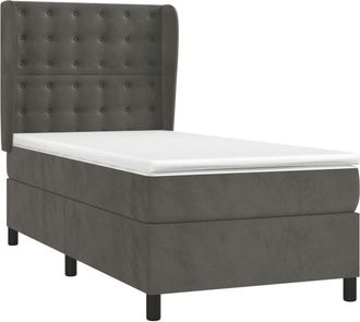 vidaXL Vidaxl - Cama Box Spring Con Colch&oacute;n Terciopelo Gris Oscuro 90x190 Cm