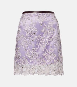 Jacques Wei Embellished lace miniskirt