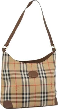 Burberry Pre-owned Canvas Shoulder Bag - Dames - Vintage Schoudertas - Beige - ONE Size - Leer - Vintage