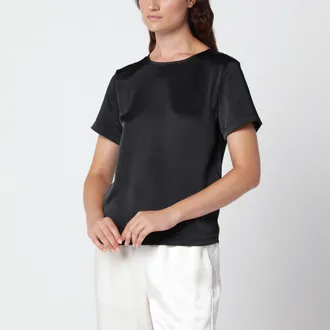 Max Mara T-shirt girocollo nera in raso