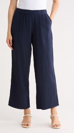 Caslon Cotton Gauze Pull-On Pants in Navy Still at Nordstrom Rack, Size X-Small