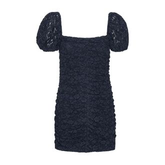 Rotate ROTATE Birger Christensen, Party Dresses, female, Blue, Size: S Blue Puff Sleeve Dress Back Zip