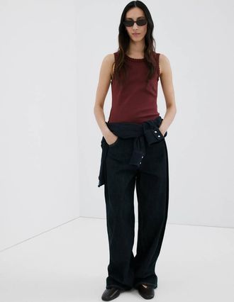 Mango Top bordi ondulati marrone - Donna - XXS - MANGO