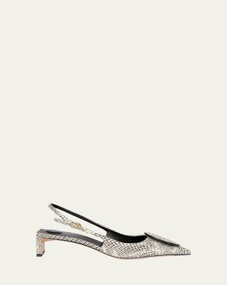 Jacquemus Les Duelo Snake-Effect Slingback Pumps