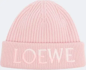 Loewe Embroidered ribbed-knit wool beanie