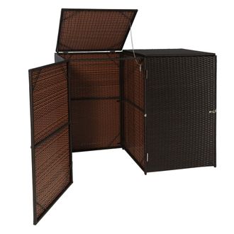 Hhg Hhg - Nunca Usado] Cubo De Basura 2 Cubos 257, Cubo De Basura Cubo De Basura, Poly Rattan 2x120l, Marr&oacute;n