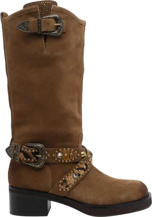 Kurt Geiger Brown Western Mid Biker Boots