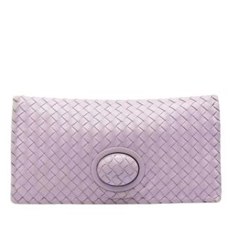 Bottega Veneta Pre-owned Clutches, female, Purple, Size: ONE SIZE Pre-owned Woven Nappa Leather Clutch