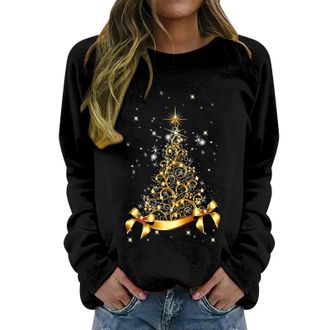 Generic Shffuw Ladies Christmas Jumpers UK Reindeer Jumper Funny Snowman Print Fall Long Sleeve Xmas Holiday Shirts Crew Neck Fashion Hoodies Sweatshirt Tops 
