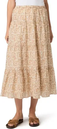Paige Calabria Print Tiered Maxi Skirt in Bone Multi at Nordstrom, Size Xx-Small