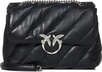 Pinko Love Bag Puff Large Shoulder Bag Black/Old Silver