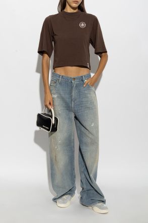 Palm Angels Oversized Cotton T-shirt, Womens, Brown