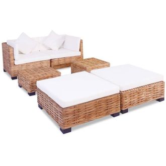 vidaXL Set Divano 16 pz in Rattan Naturale - Vidaxl