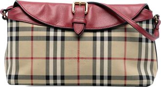 Burberry Borsa a tracolla Leah in tela con motivo Haymarket Check 2000-2017 - Marrone