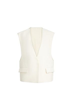 Brunello Cucinelli Double twill cr&ecirc;pe vest in Ivory at Nordstrom, Size 42 It