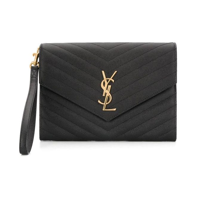 Cassandre Matelass&eacute; Flap Pouch - female - Saint Laurent - Clutches - Black - ONE SIZE - Bags