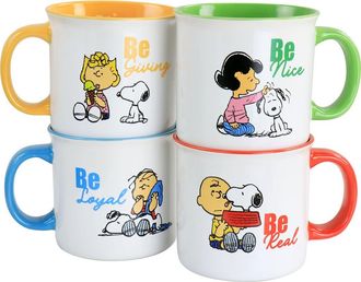 Peanuts Gentle Reminders Stoneware 4 Piece 21oz Mug Set in White at Nordstrom