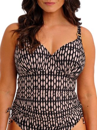 Fantasie Womens Shell Bay Wrap Front Tankini Top - Black polyamide - Size 34H