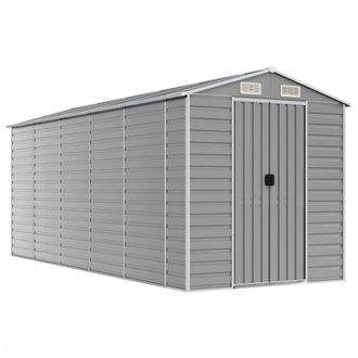 Berkfield Home Garden Shed Light Grey 191x470x198 cm Galvanised Steel | Size: 191 x 470 x 198 cm
