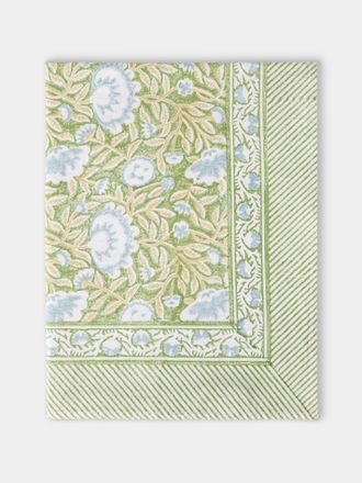 Chamois The Garden of Mathilde Block-Printed Cotton Rectangular Tablecloth (106.5in/2.7m)