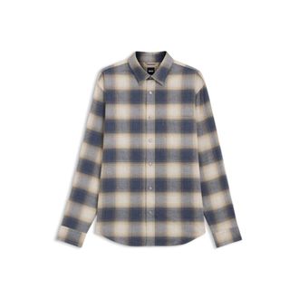 BOSS Checked relaxed-fit shirt in cotton flannel
