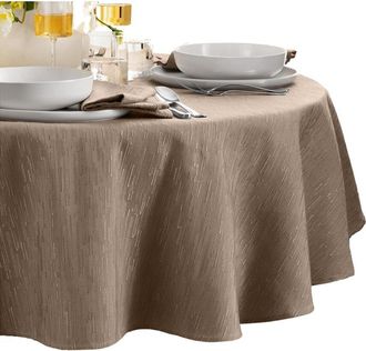 Elrene Continental Solid Texture Water & Stain Resistant Round Tablecloth