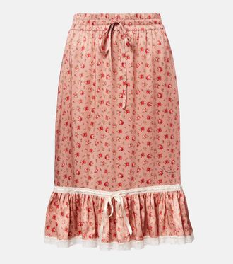 Dolce & Gabbana Floral silk and cotton-blend midi skirt