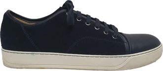 Lanvin Pre-owned Mens Lace-Up Sneakers in Navy Blue Suede - Size UK 8