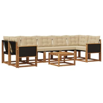 vidaXL Conjunto De Sof&aacute;s De Exterior Con Coj&iacute;n 8 Pcs Natural Y Beige Vidaxl
