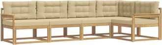 vidaXL Conjunto De Sof&aacute;s De Exterior 4 Uds. Y Beige Poli&eacute;ster Vidaxl